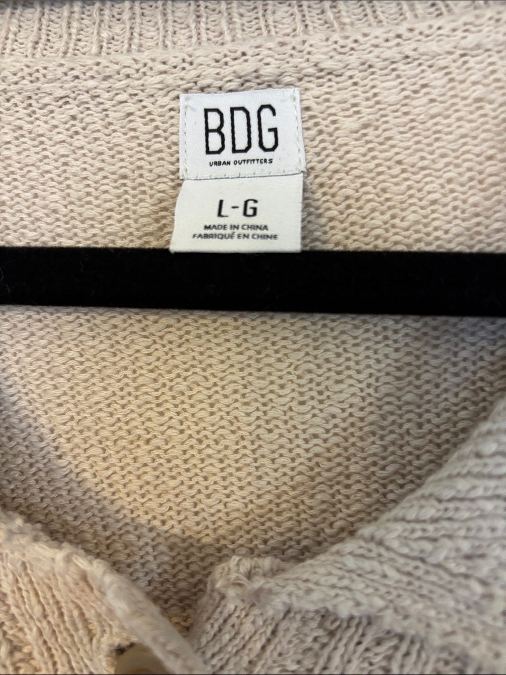 BDG Beige Cropped Ribbed Button-Front Cardigan - Picture 2 of 6